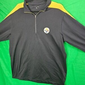 Antigua Pittsburgh Steelers Quarter Zip Pullover Mens Large Black Gold NFL Logo